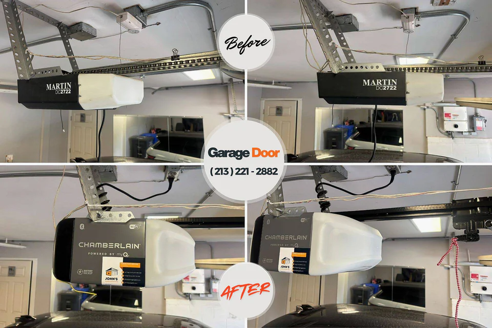 Before and after: garage door repair Port Barre, LA